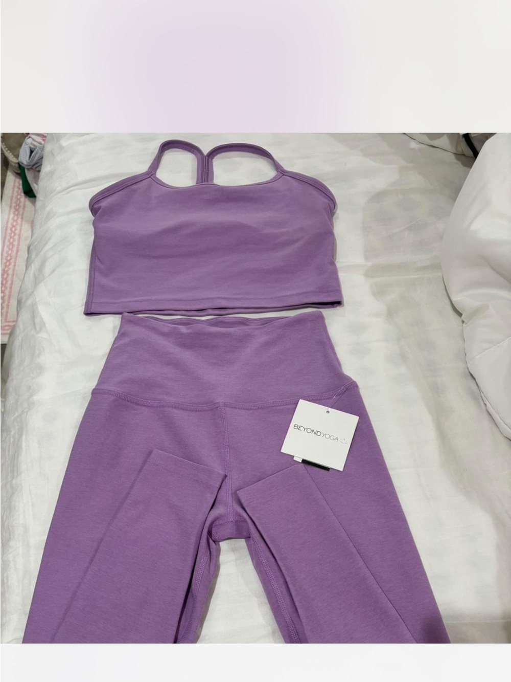 Beyond Yoga Lilac High-Waist Leggings with Cropped Tank Set